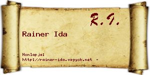 Rainer Ida névjegykártya